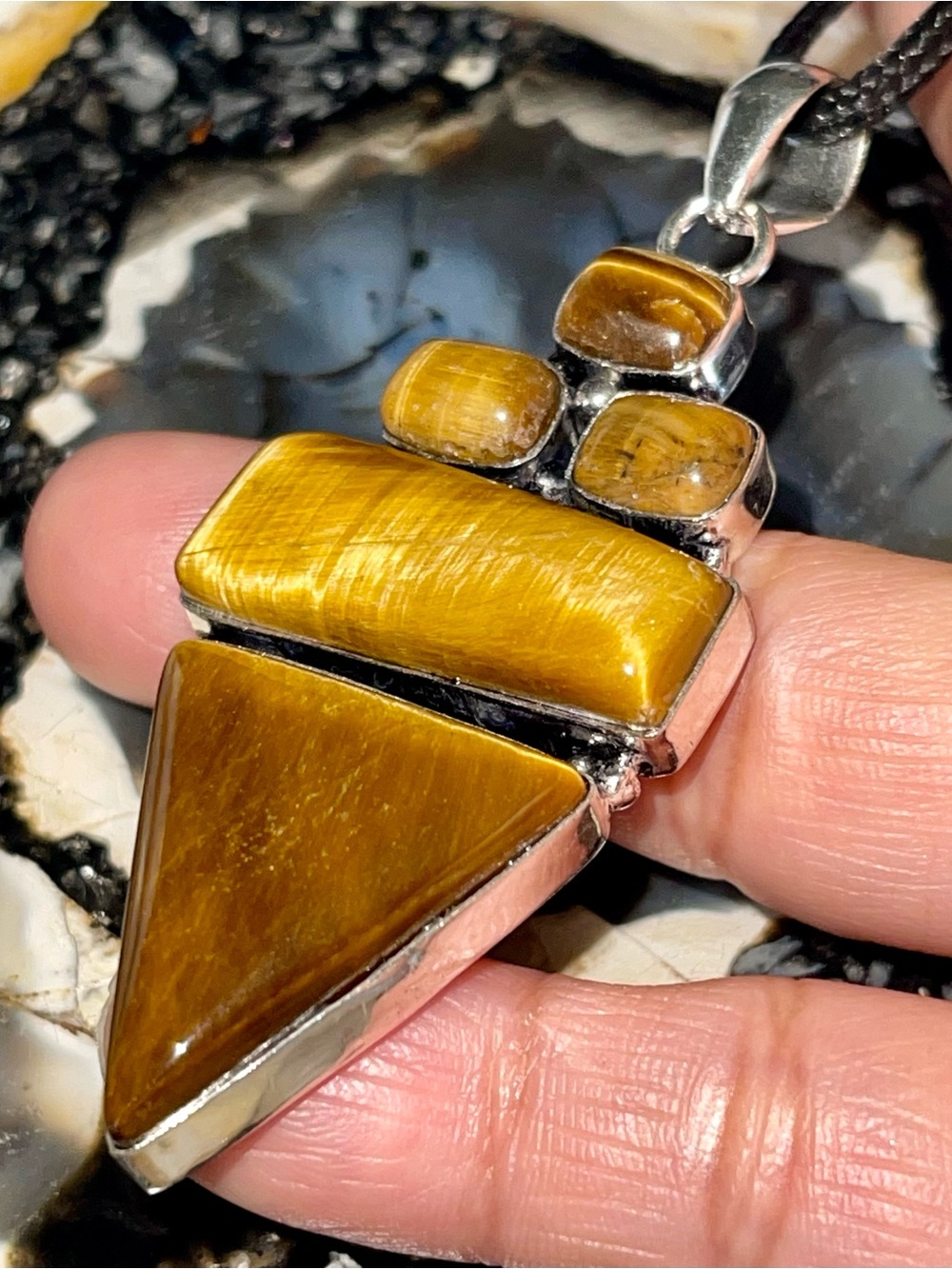 Beautiful Chatoyant Tiger Eye Pendant 2 7/8”